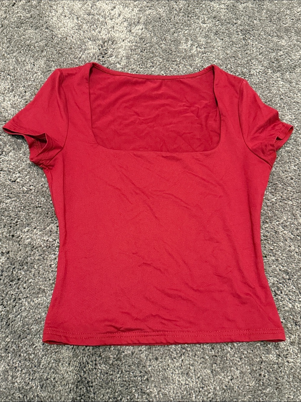 SHEIN Red Square Neck Short Sleeve Tee